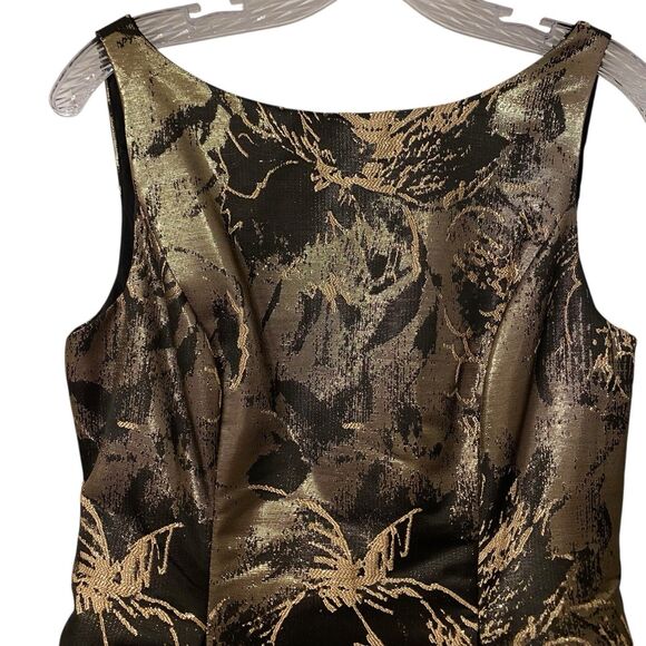 Aidan Mattox Fit & Flare Midi Dress 10 Floral Metallic Party Wedding Fairy Glam - Picture 3 of 10